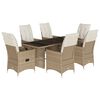 vidaXL 9-tlg. Garten-Essgruppe mit Kissen Beige Poly Rattan