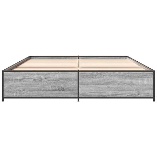 vidaXL Bettgestell Grau Sonoma 140x190 cm Holzwerkstoff und Metall