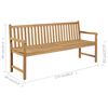 vidaXL Gartenbank mit Schwarzer Auflage 175 cm Massivholz Teak