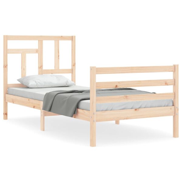 vidaXL Massivholzbett mit Kopfteil 90x200 cm