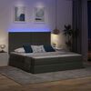 vidaXL Bett mit LED-Lichtleisten Dunkelgrau 200 x 200 cm Stoff