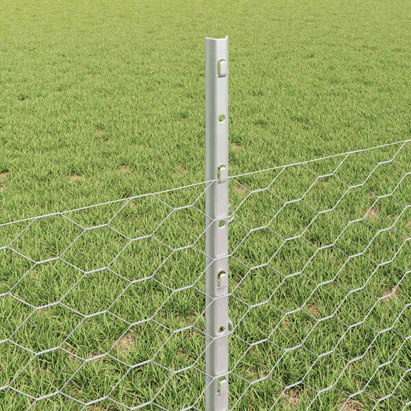 vidaXL Zaun mit Pfosten Silber 0,5 x 10 m Stahl