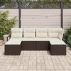 vidaXL Sofa Set mit Kissen 6 pcs Braun Poly Rattan