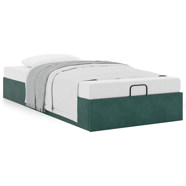 vidaXL Ottoman-Bett ohne Matratze Dunkelgr&uuml;n 90x190 cm Samt