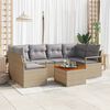 vidaXL Garten-Sofa-Set mit Kissen 7 pcs Beige Poly Rattan