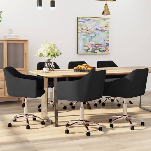vidaXL Esszimmerst&uuml;hle Drehbar 6 Stk. Schwarz Stoff