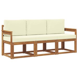 vidaXL Outdoor-Sofagarnitur 3 stk. Natur und Creme