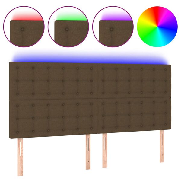 vidaXL LED Kopfteil Dunkelbraun 180x5x118/128 cm Stoff