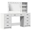 vidaXL Schminktisch mit Spiegelbeleuchtung 3 pcs Wei&szlig; Holzwerkstoff