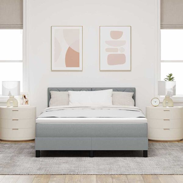 vidaXL Boxspringbett mit Matratze Hellgrau 160 x 200 cm Stoff