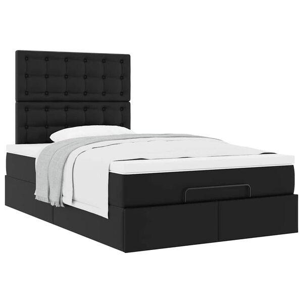 vidaXL Ottoman-Bett mit Matratze Schwarz 120x200 cm Kunstleder