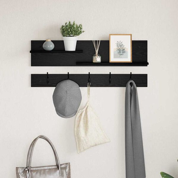 vidaXL Wandmontierter nachttisch Schwarz Eichen-Optik 90 x 15 x 36 cm