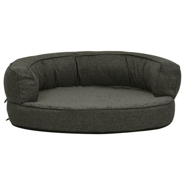 vidaXL Hundematratze Ergonomisch 60x42cm Leinenoptik Fleece Dunkelgrau
