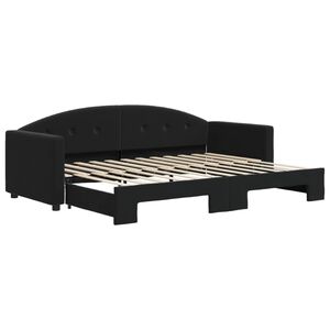 vidaXL Tagesbett Ausziehbar Schwarz 80x200 cm Samt