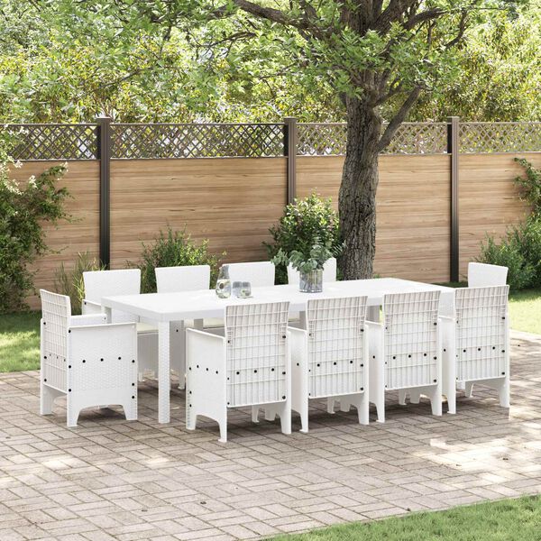 vidaXL Garten Essgruppe 11 pcs Wei&szlig; Polypropylen