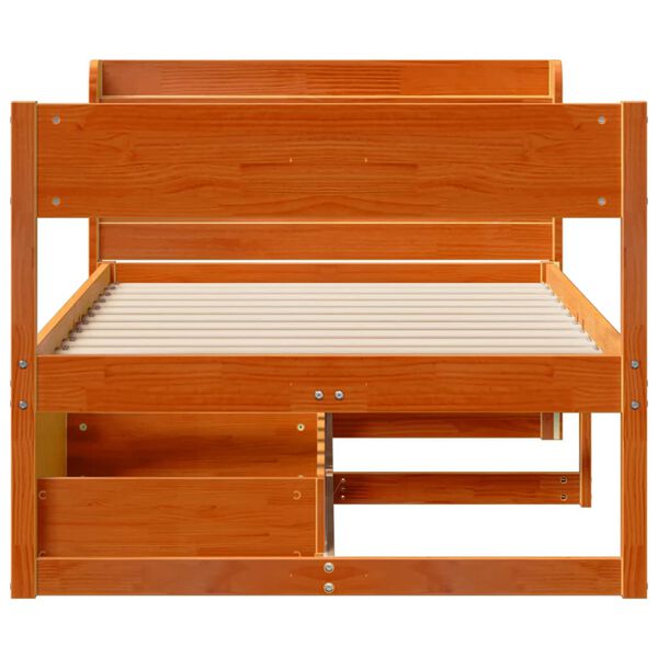 vidaXL Massivholzbett ohne Matratze Wachsbraun 90x190 cm Kiefernholz