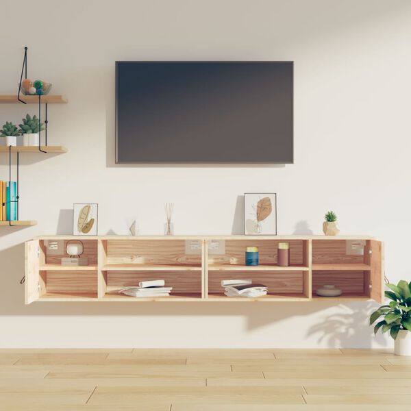 vidaXL Wandschränke 2 Stk. 80x30x30 cm Massivholz Kiefer