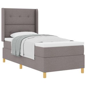 vidaXL Boxspringbett mit Kissen mit Kopfteil Taupe 90 x 200 cm Stoff