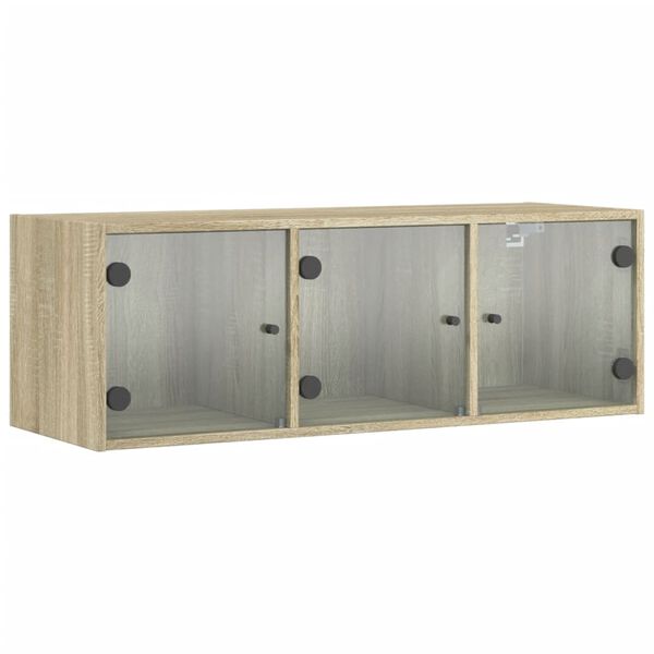 vidaXL Wandschrank mit Glast&uuml;ren Sonoma-Eiche 102x37x35 cm
