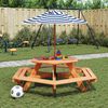 vidaXL Picknicktisch f&uuml;r 6 Kinder mit Sonnenschirm Sechseckig Tanne