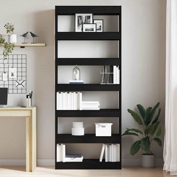 vidaXL B&uuml;cherregal mit Regal Schwarz 80 x 30 x 198 cm Holzwerkstoff