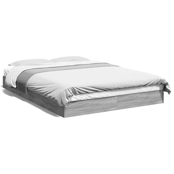 vidaXL Bettgestell Grau Sonoma 140x200 cm Holzwerkstoff