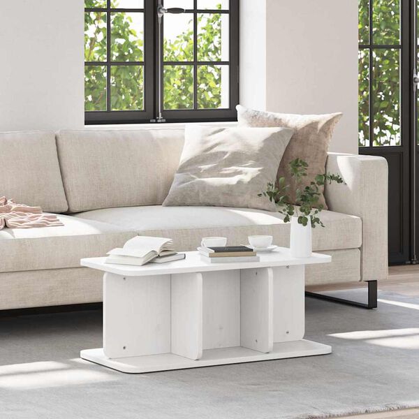vidaXL Couchtisch Wei&szlig; 80 x 39,5 x 33,5 cm Massivholz Kiefer