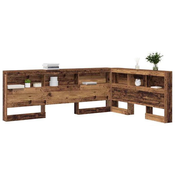 vidaXL Aufbewahrungskopfteil mit Regal Altholz 135 cm Holzwerkstoff
