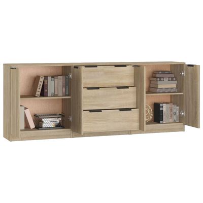 vidaXL 3-tlg. Sideboard Sonoma Eiche-Optik Holzwerkstoff