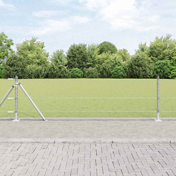 vidaXL Zaun mit Pfosten Silber 0,6 x 100 m PVC-beschichteter Stahl