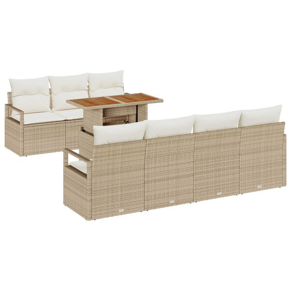 vidaXL Garten-Sofa-Set mit Kissen mit Kissen 8 pcs Beige und Creme