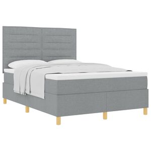 vidaXL Boxspringbett mit Matratze Hellgrau 160 x 200 cm Stoff