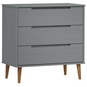 vidaXL Schubladenschrank MOLDE Grau 80x40x80 cm Massivholz Kiefer