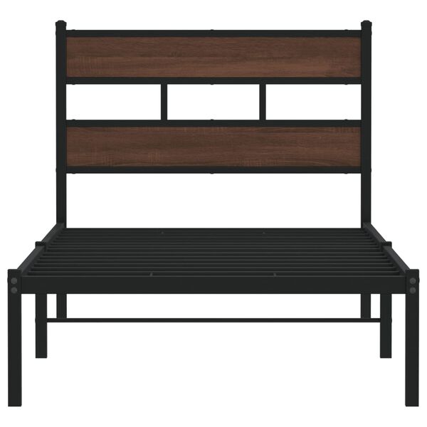 vidaXL Bettgestell ohne Matratze mit Kopfteil Braun Eiche 107x203 cm