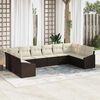 vidaXL Gartensofa-set mit Speicher 10 pcs Braun und Creme Poly-Rattan