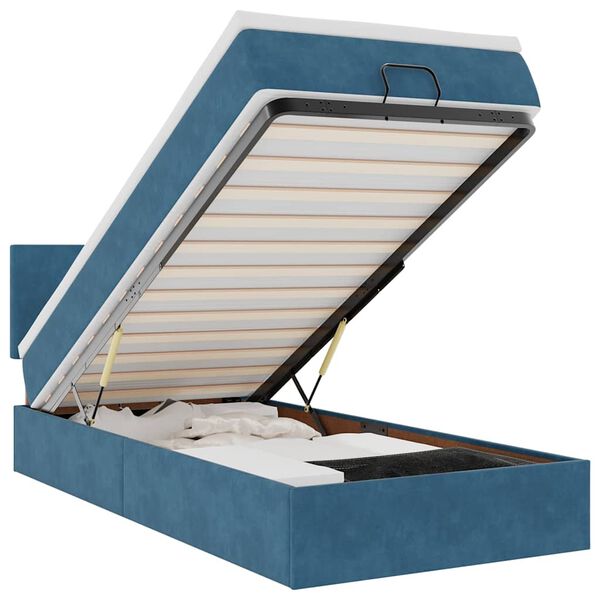 vidaXL Ottomane Bett mit Matratze & LEDs Dunkelblau 80x200 cm Samt