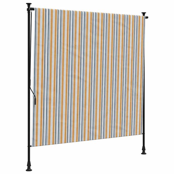 vidaXL Au&szlig;enrollo Gelb und Wei&szlig; 150x270 cm Stoff und Stahl
