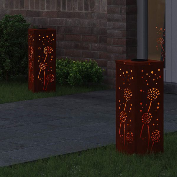 vidaXL Solar LED Weg Licht 2 pcs Bronze Wetterfeststahl