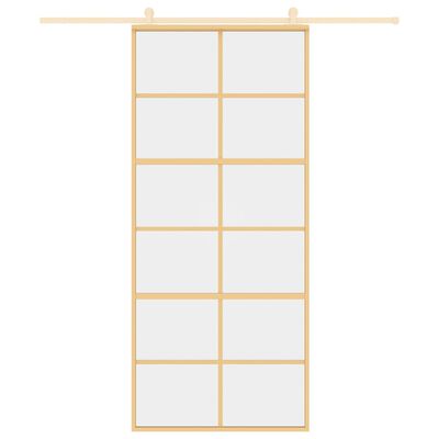 vidaXL Schiebetür Golden 90x205 cm ESG-Klarglas und Aluminium