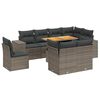 vidaXL 9-tlg. Garten-Sofagarnitur mit Kissen Grau Poly Rattan