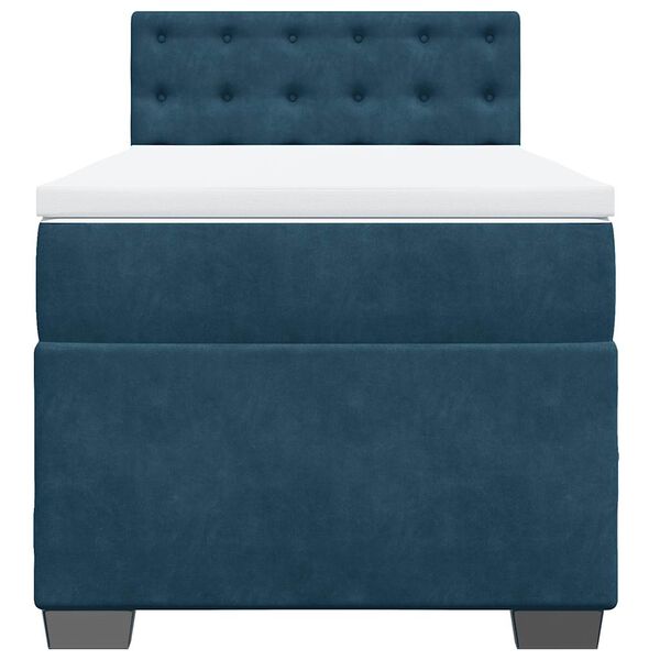 vidaXL Boxspringbett mit Matratze Dunkelblau 80x200 cm Samt