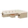 vidaXL 10-tlg. Garten-Sofagarnitur mit Kissen Beige Poly Rattan