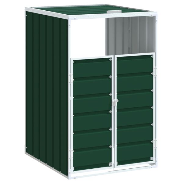 vidaXL M&uuml;lltonnenbox f&uuml;r 1 Tonne Gr&uuml;n 72x81x115 cm Stahl