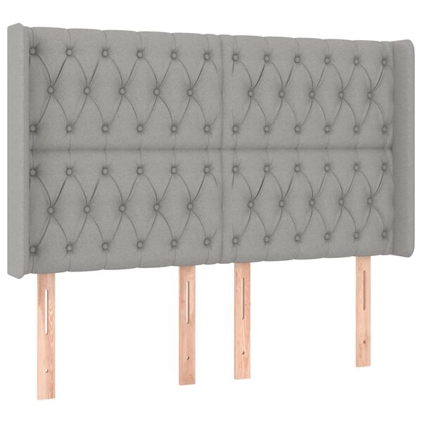 vidaXL LED Kopfteil Hellgrau 163x16x118/128 cm Stoff