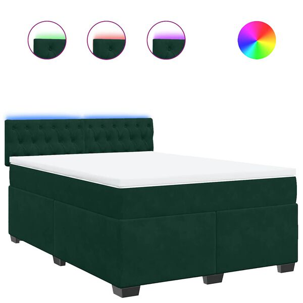 vidaXL Boxspringbett mit Matratze Dunkelgr&uuml;n 160x200 cm Samt