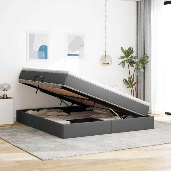 vidaXL Aufbewahrungsbett mit Matratze Dunkelgrau 180 x 200 cm