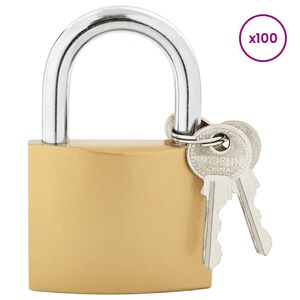vidaXL U Schloss mit Schl&uuml;sseln 100 pcs Messing Eisen