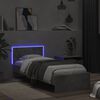 vidaXL Bettgestell mit Kopfteil und LED-Leuchten Betongrau 90x200 cm