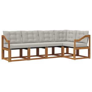 vidaXL Outdoor-Sofagarnitur mit Kissen 5 pcs Nat&uuml;rlich und Hellgrau