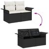 vidaXL Garten-Sofa-Set mit Kissen mit Speicher 9 pcs Schwarz und Creme